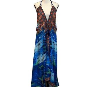Rima Beach World Coverup Dress Silky Scarf Maxi Dress One Size Small Medium